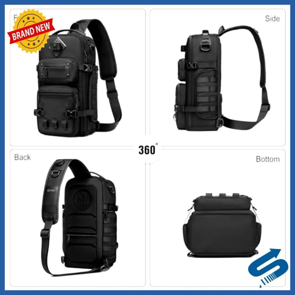 Tactical Sling Backpack with Tripod Holder, Waterproof, Fits 10.5